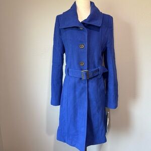 Marvin Richards Wool-Cashmere Blend Belted Coat – Cobalt Blue, Size M